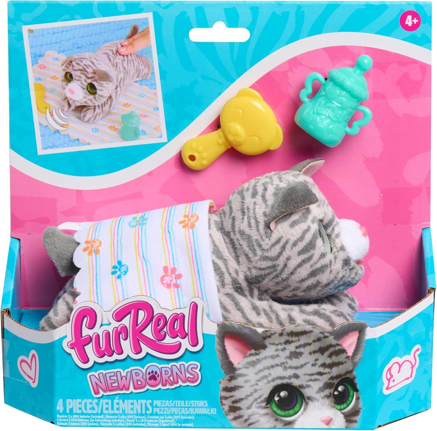 image:imagefurReal Newborns Kitty Interactive Pet Small Plush Stuffed Animal Cat with Sounds and Movement Faux Fur Easter Basket Fillers Gifts Presents Kids Toys for Ages 4 Up by Just Play