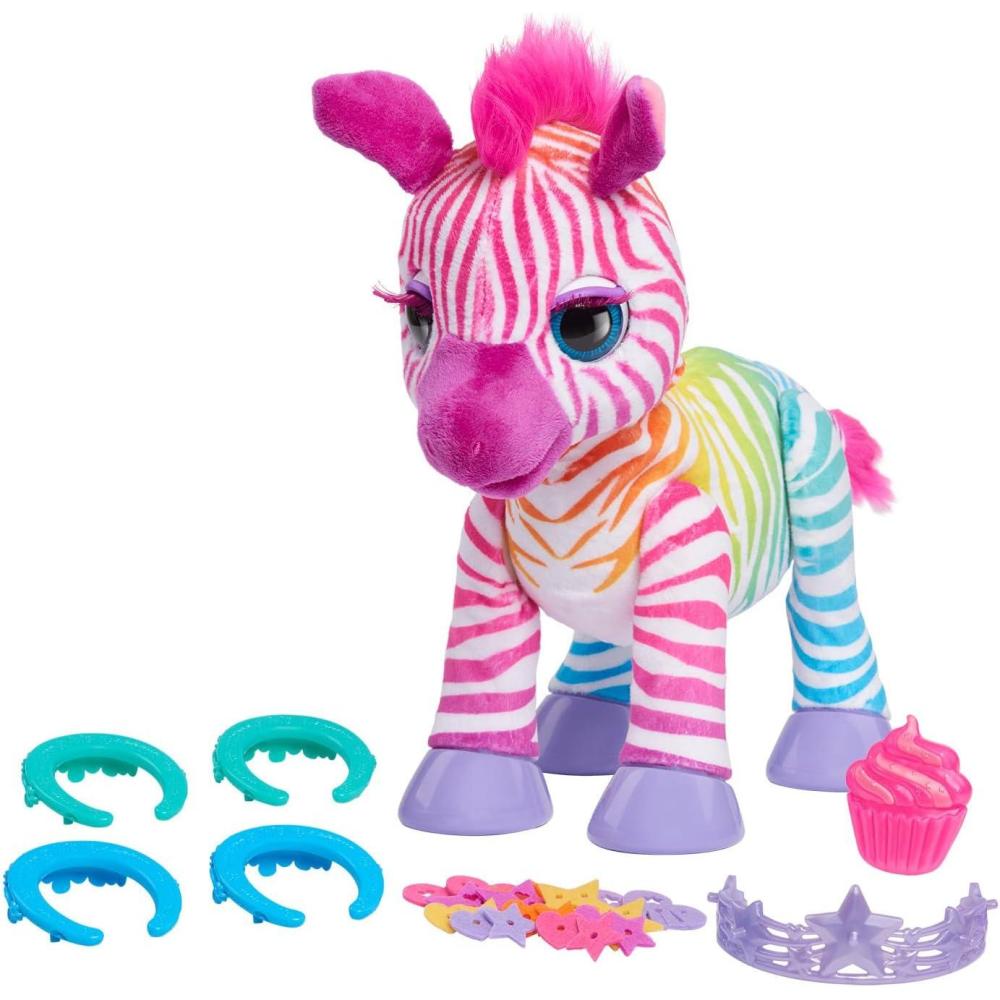 image:imagefurReal Zenya My Rainbow Zebra Interactive Plush with Accessories 22pieces Pretend Play Kids Toys for Ages 4 Up by Just Play