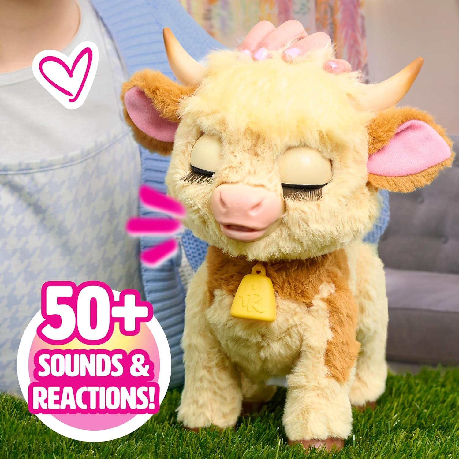 image:imageFurReal Maggie The Feed amp Follow Cow 11 Inch Interactive Highland Mini Cow for Boys and Girls Ages 4 and up